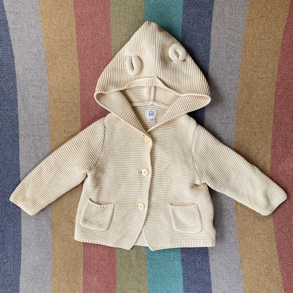 Baby Gap Hooded Knit Bear Sweater Jacket